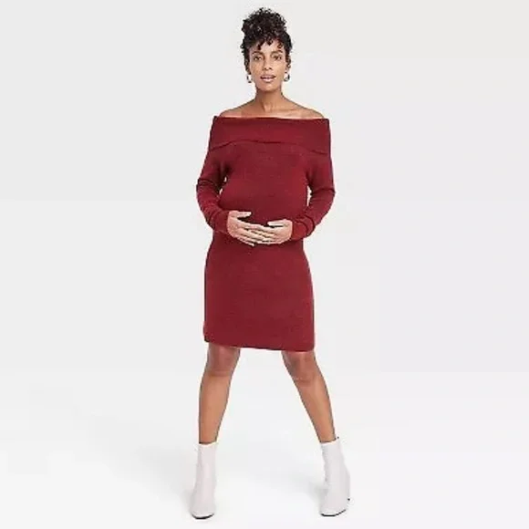 Off the Shoulder Maternity Sweater Dress - Isabel Maternity by Ingrid & Isabel S - Picture 2 of 2